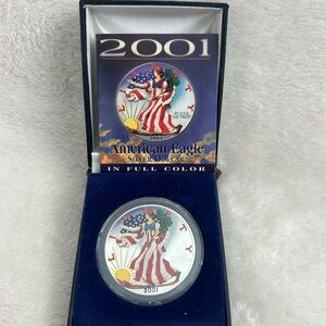 2001 Silver Bullion American Eagle Silver Dollar in Full Color